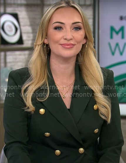 Kelly O'Grady's dark green blazer on CBS Mornings