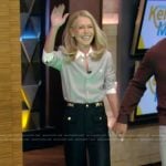 Kelly’s gray contrast collar shirt and pants on Live with Kelly and Mark