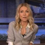 Kelly gray button down shirt on Live with Kelly and Mark