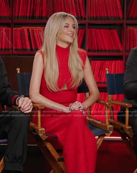 Kelsea Ballerini’s red cutout dress on Access Hollywood