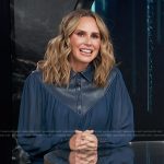 Keltie’s blue mixed media blouse and pants on E! News