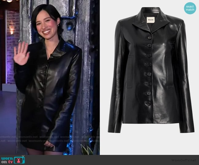 Kelsey’s black leather jacket on The Kelly Clarkson Show