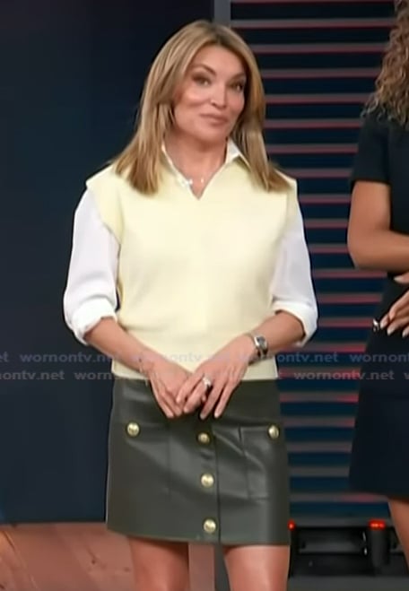 Kit's green leather mini skirt on Access Hollywood