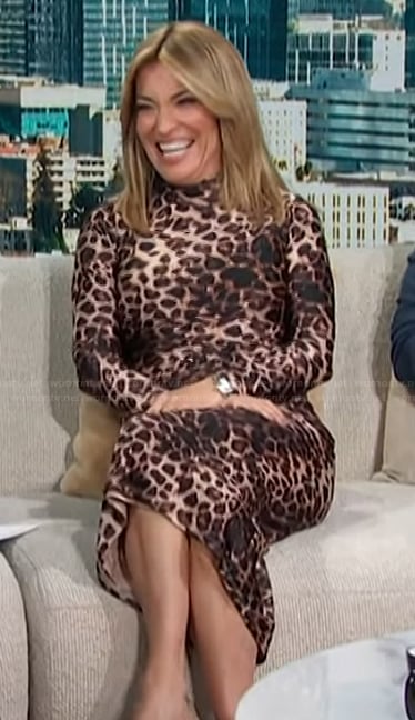 Kit's leopard print long sleeve dress on Access Hollywood