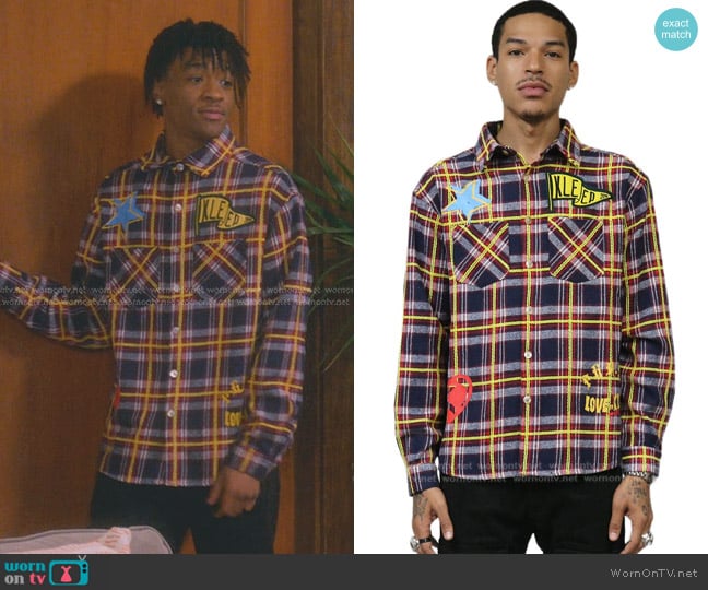 Kleep Nova Flannel Button Down Shirt worn by Kelvin (Diamond Lyons) on The Upshaws