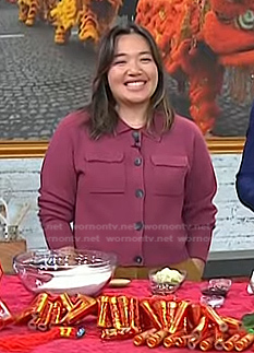 Kristina Cho’s pink knit shirt jacket on Today