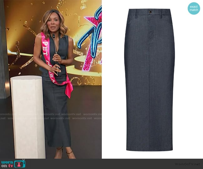 LPC The Brandee Italian Lightweight Denim Skirt worn by Zuri Hall on Access Hollywood