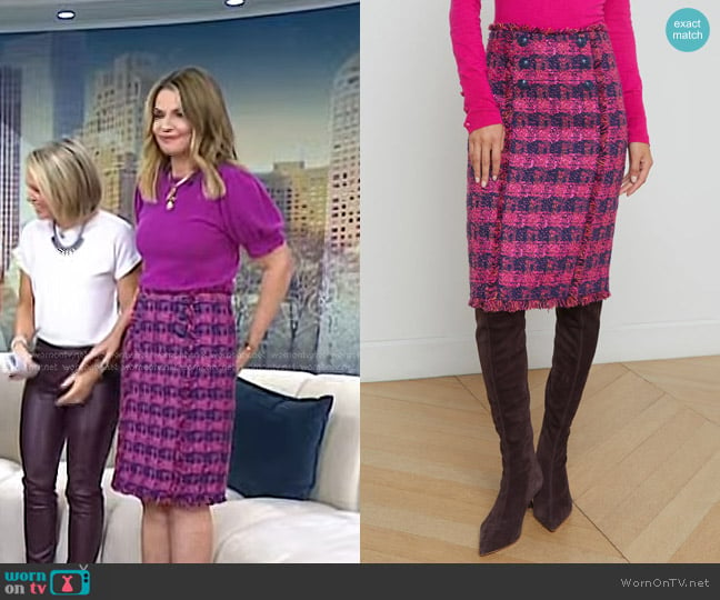 L'Agence Kitty Tweed Pencil Skirt worn by Savannah Guthrie on Today