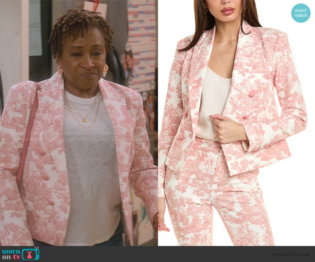 L'Agence Brooke Double-Breasted Cropped Blazer worn by Lucretia Turner (Wanda Sykes) on The Upshaws