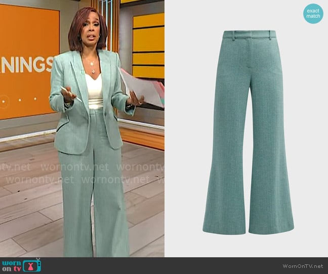 L'Agence Pilar Wide-Leg Wool-Blend Pants worn by Gayle King on CBS Mornings