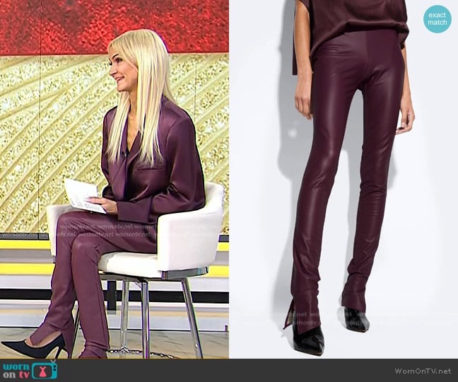 Lapointe Stretch Faux Leather Split Hem Legging in Mulberry worn by Zanna Roberts Rassi on Today