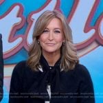 Lara’s black contrast trim cardigan on Good Morning America