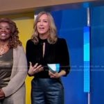 Lara’s black velvet top and metallic pants on Good Morning America