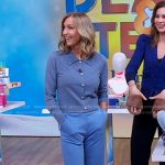 Lara’s blue cardigan on Good Morning America