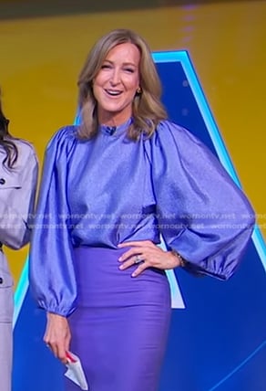 Lara's lilac balloon sleeve top on Good Morning America