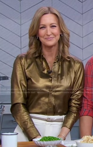 Lara’s metallic leather shirt on Good Morning America