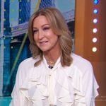 Lara’s white ruffle tie neck blouse on Good Morning America