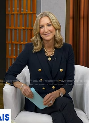 Lara's navy double breasted blazer on Good Morning America
