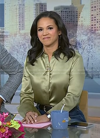 Laura's green satin blouse on Today