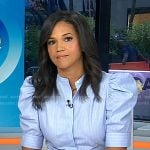 Laura’s blue striped puff sleeve top on Today