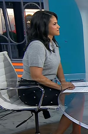 Laura's black embellished pencil skirt on Today