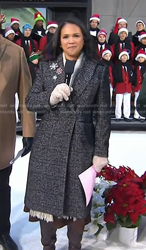 Laura’s black plaid coat on Today