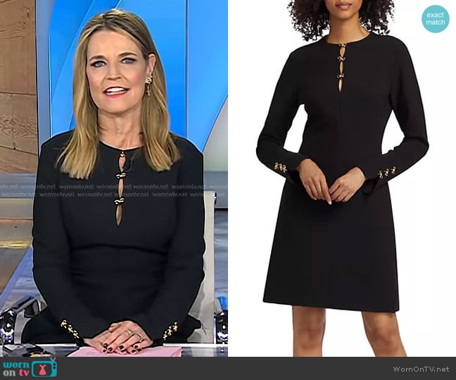 Lela Rose Bow-Accented Long-Sleeve Minidress worn by Savannah Guthrie on Today