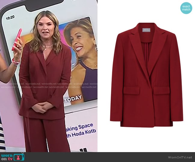 Lela Rose Fluid Crepe Single Breasted Blazer in Brick worn by Jenna Bush Hager on Today