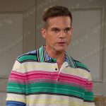 Leo’s multicolor striped polo shirt on Days of our Lives