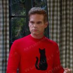 Leo’s red cat print sweater on Days of our Lives