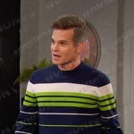 Leo’s navy and green striped sweater on Days of our Lives