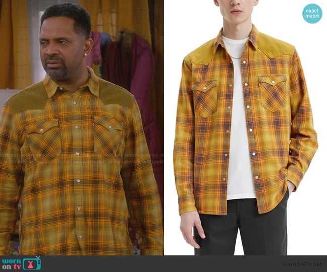 Levi's Classic Standard Fit Western Shirt worn by Bernard Upshaw (Mike Epps) on The Upshaws