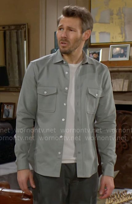 Liam's sage green shirt on The Bold and the Beautiful