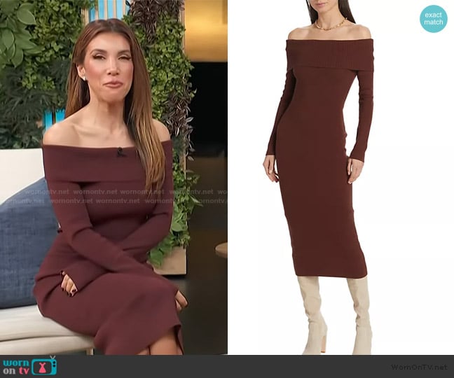 Line & Dot Heart Struck Midi-Dress worn by Adrianna Costa on Access Hollywood