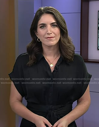 Liz's black tie waist short sleeve shirtdress on Today