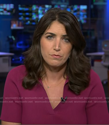 Liz's raspberry pink ribbed polo top on Today