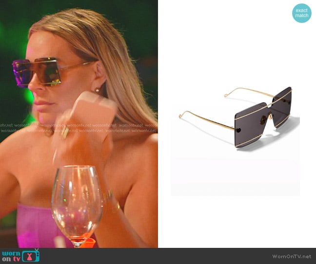 Loewe Rimless Bar Metal Shield Sunglasses worn by Heather Gay on The Real Housewives of Salt Lake City