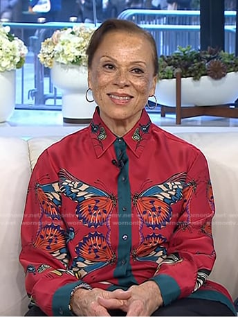 Lonnie Ali’s red butterfly print blouse on Today