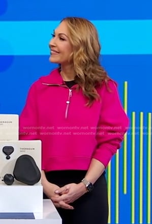 Lori's pink half-zip hoodie on Good Morning America