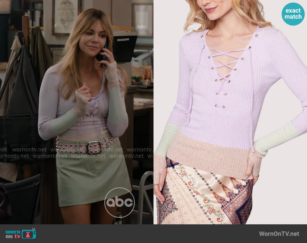 Lost + Wander Jolene Sweater in Lavender Multi worn by Morgan Gillory (Kaitlin Olson) on High Potential