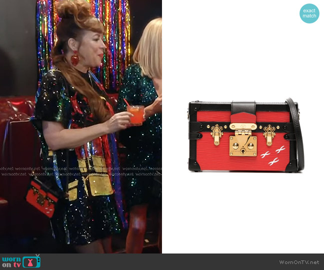 Louis Vuitton Petite Malle Shoulder Bag worn by Jennifer Tilly on The Real Housewives of Beverly Hills