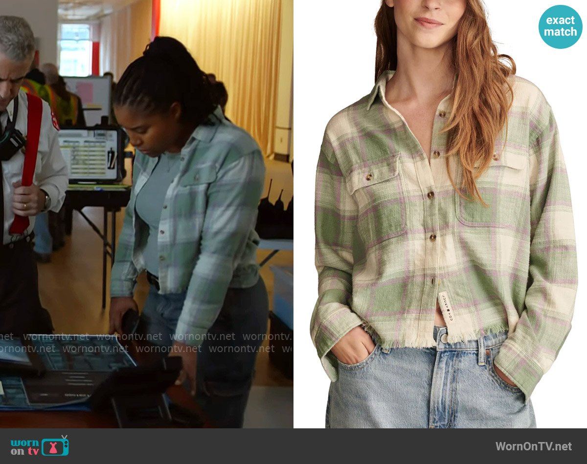 Kiana’s green cropped plaid shirt on Chicago PD