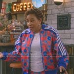 Lucretia’s red and blue print track jacket and pants on The Upshaws