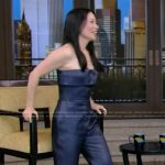 Lucy Liu’s metallic strapless top and pants on Live with Kelly and Mark