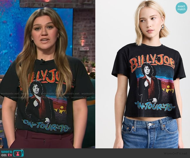 Madeworn Rock Billy Joel Tee worn by Kelly Clarkson on The Kelly Clarkson Show