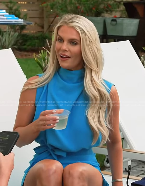 Madison's blue sleeveless top and mini skirt on Southern Charm