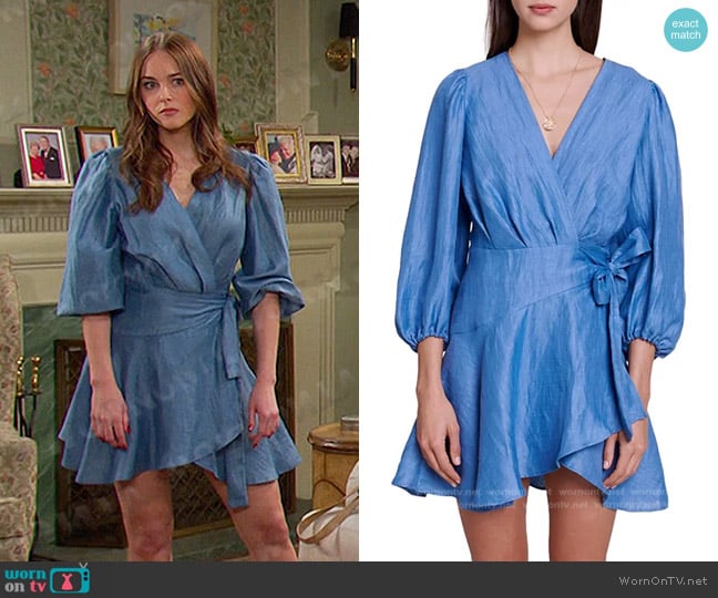 Maje Rifilou Tie Waist Dress worn by Stephanie Johnson (Abigail Klein) on Days of our Lives