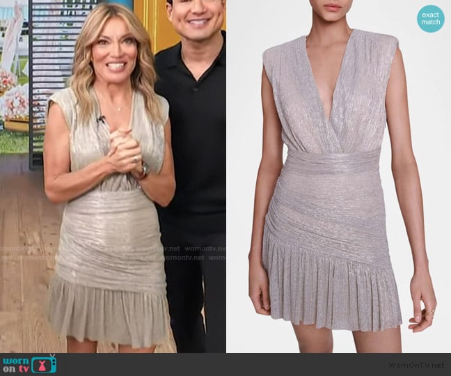 Maje Runnygo Draped Metallic Mini Dress worn by Kit Hoover on Access Hollywood