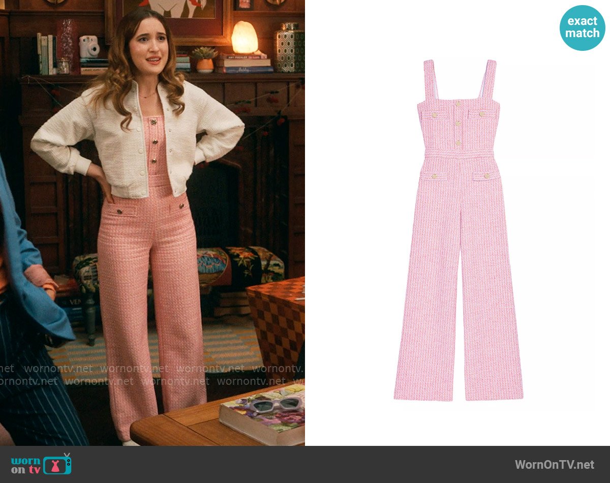 Maje Tweed Jumpsuit worn by Kacey (Gracie Lawrence) on The Sex Lives of College Girls