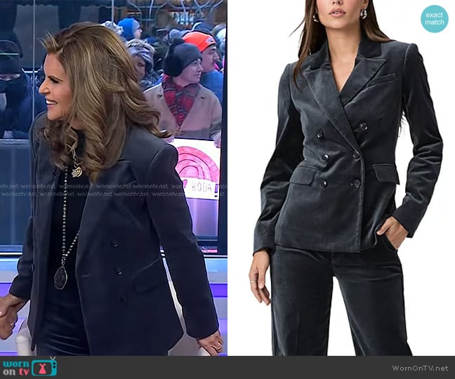 Paige Malbec Peak Lapel Blazer in Calico Blue worn by Maria Shriver on Today